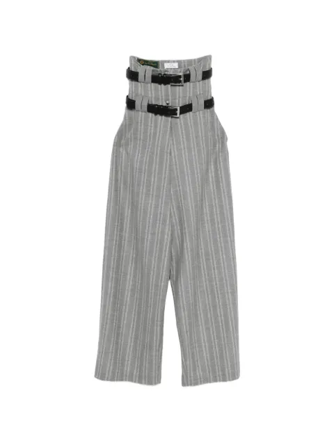 Vestiaire d'un Oiseau Libre belted striped trousers Grey DOUBLEWAISTEDTROUSERS