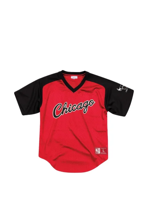 Mitchell & Ness Final Seconds Mesh V-neck T-shirt Red BA87OQCBURFL3