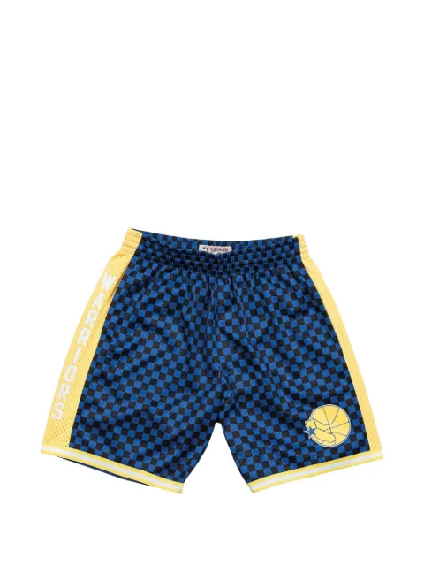 Mitchell & Ness NBA Golden State Warriors checked swingman shorts Blue BA3A4IGSWBN0C