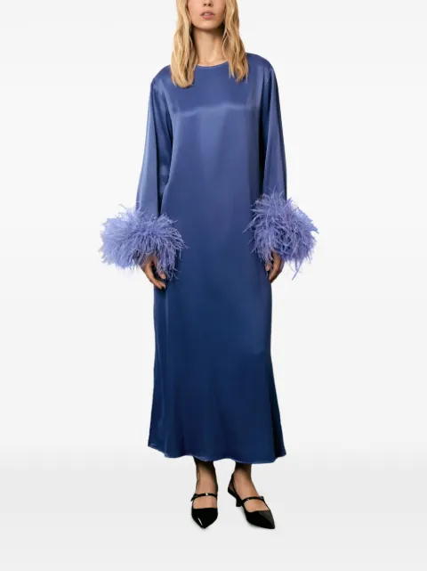 Sleeper Suzi detachable-feathers maxi dress Blue SZDR03P004F