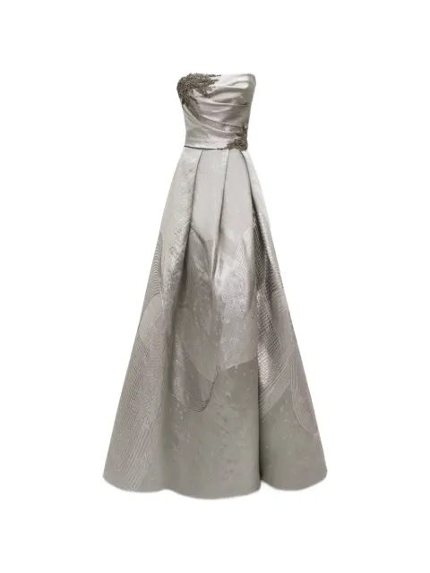 Gemy Maalouf strapless beaded corset gown Grey GMR257431LD