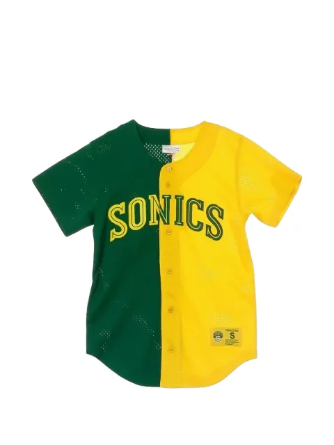 Mitchell & Ness NBA "Seattle Supersonics" split color mesh button shirt Green BA88XSSSUEHF6