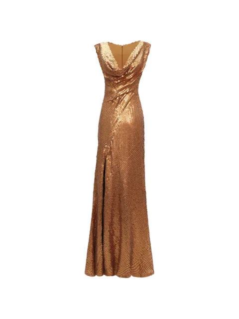 Gemy Maalouf cowl-neckline slit maxi dress Brown GMR257424LD