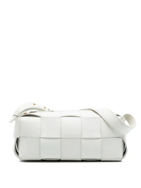 Bottega Veneta Pre-Owned 2012-2025 Small Lambskin Intrecciato Brick Cassette shoulder bag White OY1YXFG5EQVGR9LY