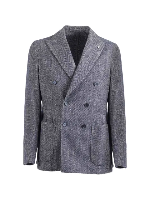 L.B.M. 1911 herringbone double-breasted blazer Blue 287845852