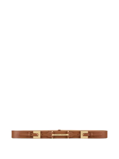Elisabetta Franchi leather belt with double-buckle Brown CTC2340EC