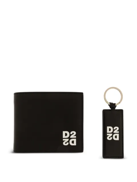 DSQUARED2 logo-print wallet and keyring set Black GBM00071504110