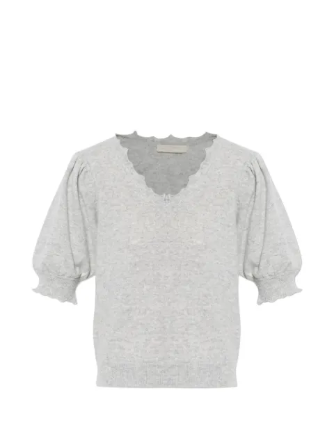 Ulla Johnson Polline ruffled-sleeve T-shirt Grey PS260727PEBBLE