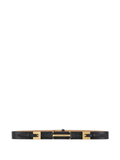 Elisabetta Franchi leather belt with double buckle Black CTC2340EC