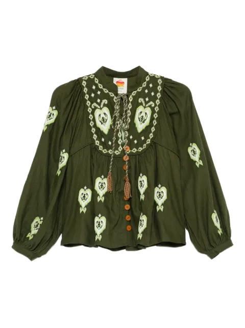 FARM Rio embroidered tassel shirt Green 344172