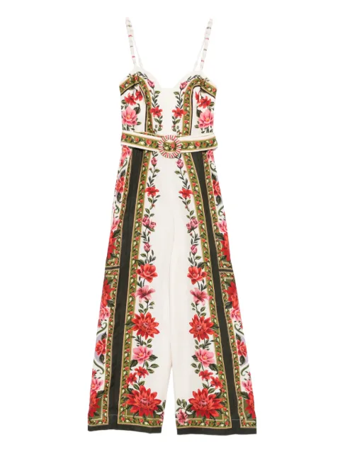 FARM Rio floral belted jumpsuit Neutrals 344883