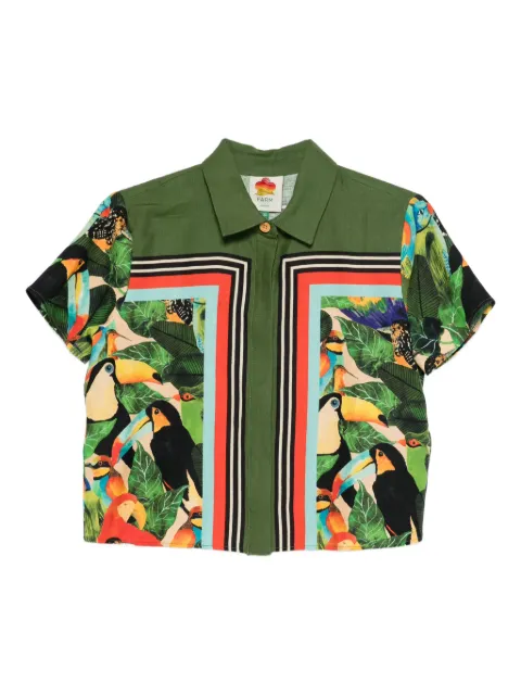 FARM Rio toucan-print short-sleeve shirt Green 34473726015