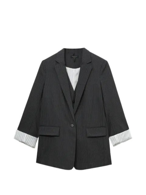 rag & bone pinstripe three-quarter-sleeve blazer Grey RA9X25H4MTA