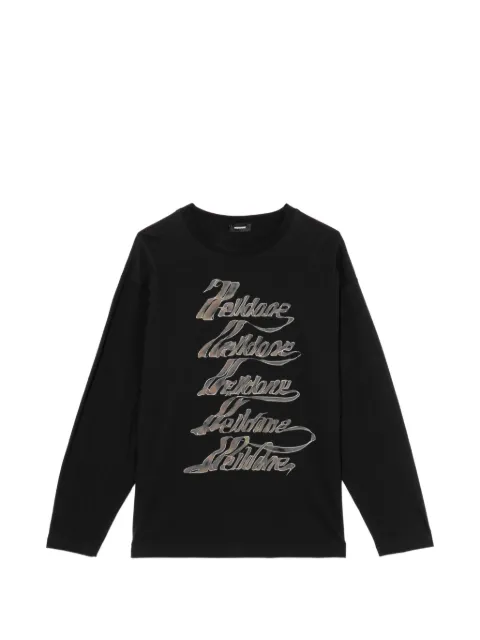 We11done logo-print long-sleeved T-shirt Black WDTT026768UBK