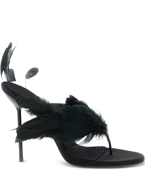 Paris Texas Lidia Feather Thong silk mules Black PX1821XCRPFBLACK