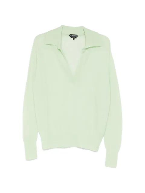 TOM FORD V-neck collared sweater Green MAK1440YAX1029