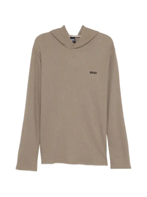 BOSS logo-embroidered hoodie Neutrals 50535885