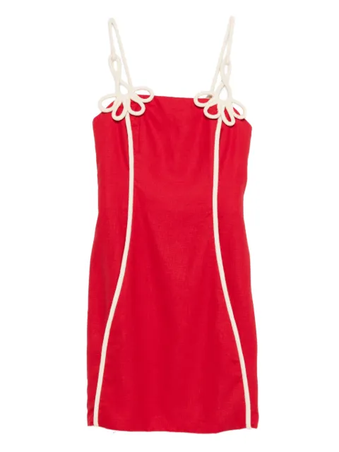 FARM Rio flower strap piped mini dress Red 344849