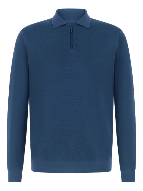 Boggi Milano zip knitted polo shirt Blue BO26P053802