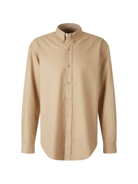Balmain embroidered-logo button shirt Neutrals GH1HS496CG32