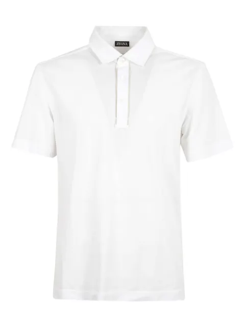 Zegna buttoned piped-trim polo shirt White UG392A2G733