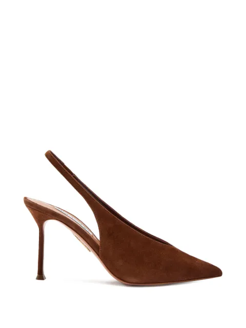Aquazzura Voltaire pointed slingback pumps Brown VTRMIDL0SUEWL