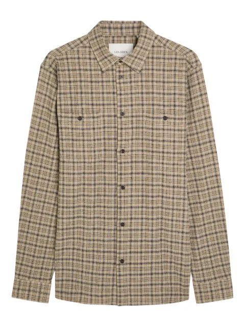 Les Deux checked chest-pocket shirt Neutrals 1001711A