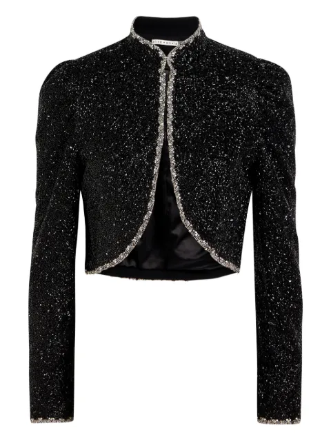 alice + olivia sequin-embellished cropped jacket Black CC511E54208A