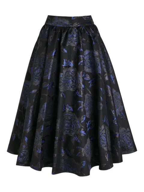 alice + olivia floral-pattern midi skirt Black CC509N82306A