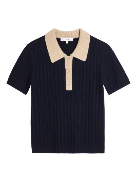 FRAME button ribbed polo top Blue WP26KSW008