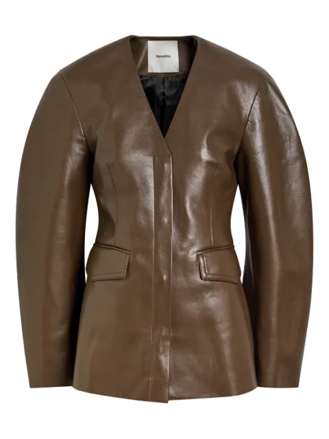 Nanushka Erina V-neck jacket Brown NW25PFJK14878A