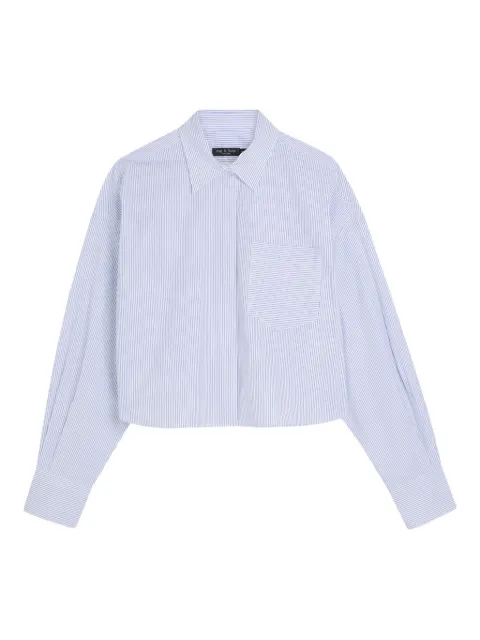 rag & bone striped-pattern cropped shirt White RA4M25FSMCO