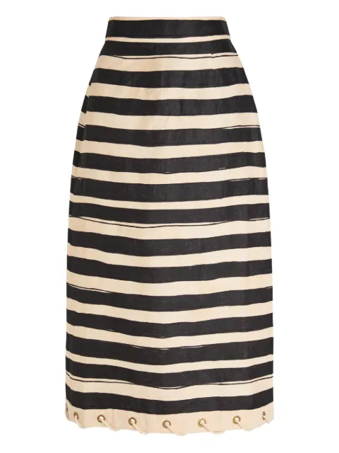 ZIMMERMANN Rebellion striped midi skirt Black 7115SC261A