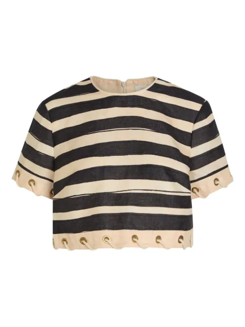 ZIMMERMANN Rebellion striped eyelet-detail top Black 7178TC261A
