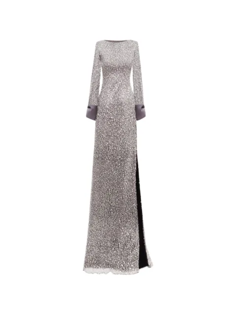 Gemy Maalouf side-slit maxi dress Grey EDW251960LD