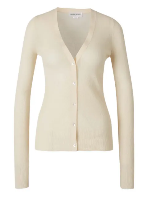 Victoria Beckham ribbed-trims V-neck cardigan Neutrals 1126KTP006999A85COTTON15NYLON