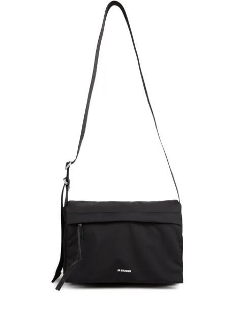 Jil Sander embossed adjustable leather messenger bag Black J26WG0077P8500