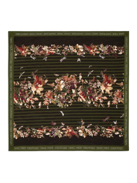 Jean Paul Gaultier striped floral scarf Brown 2601UAC074W0724190