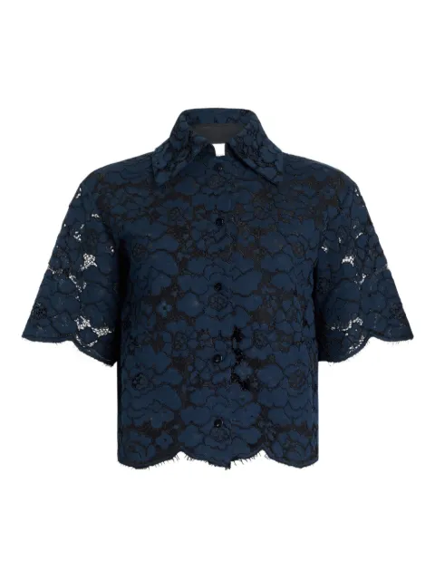 Patou lace short-sleeves shirt Blue BL0560247694N