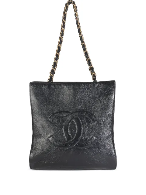 CHANEL Pre-Owned 2018-2019 medium Boy Bag logo-detail tote bag Black 148241