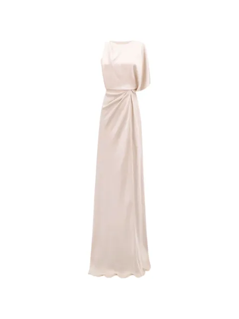 Gemy Maalouf asymmetrical-neckline draping maxi dress Neutrals EDW251952LD