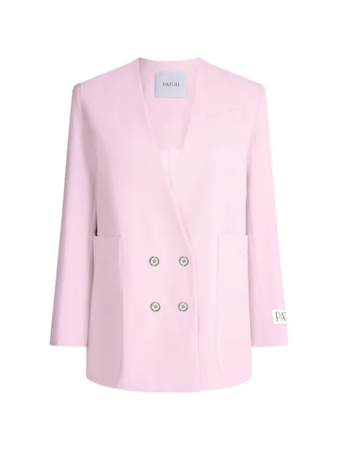 Patou double-breasted collarless blazer Pink JA0020103459P