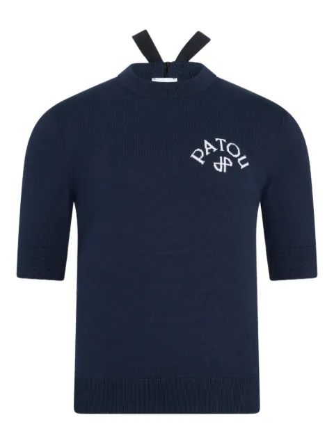 Patou bow-detail short-sleeved top Blue KN3008045694N