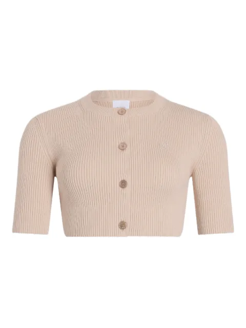 Patou ribbed button-fastening cropped cardigan Neutrals KN3248090125B