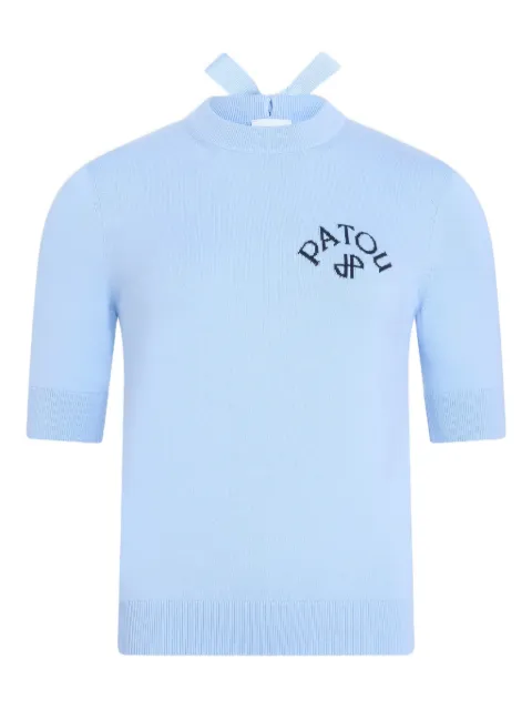 Patou bow short-sleeved top Blue KN3008045662B