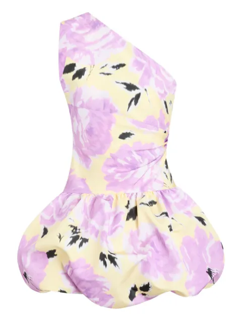 Patou one-shoulder floral mini dress Yellow DR17102465965