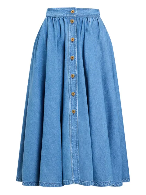 Patou buttoned maxi A-line skirt Blue SK1190224640B