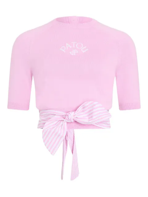Patou bow-detail logo T-shirt Pink KN3318091463P