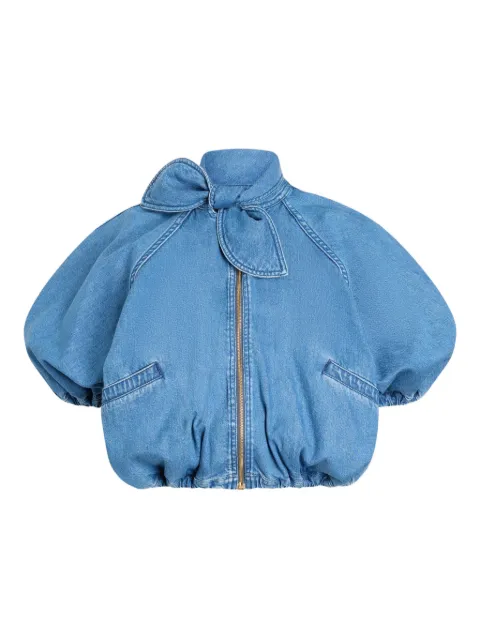 Patou knot-detail cropped jacket Blue OU0470224640B