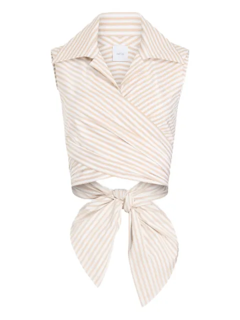 Patou striped draped sleeveless top Neutrals TO16702485967